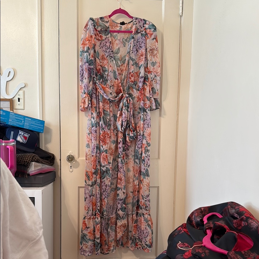Express Floral Wrap coverup with Belt
